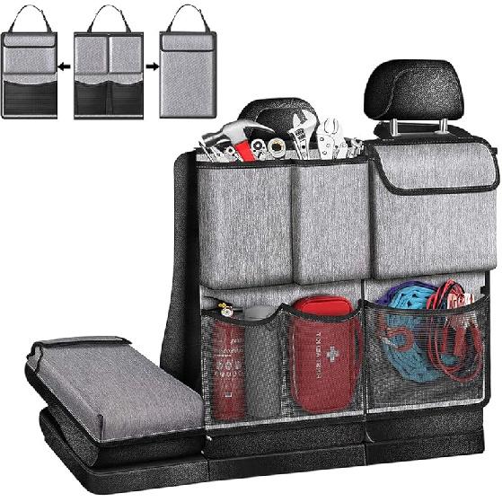 Mandark Car Trunk Organizer, Detachable Vehicle Seatback Hanging Storage Container With Zippers, Large Capacity Waterproof Auto Seat Back Trunk Bag