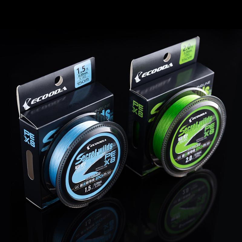 ECOODA Secret Wilds X8 PE Line Fresh and Sea Fishing Line 150M with Additional 20m Leader Line (Blue,PE 0.8#-150M) синий