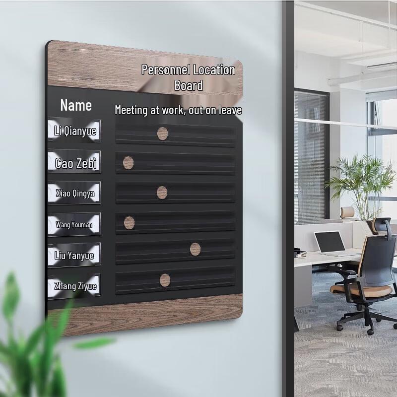 Walnut Wood Staff Status Board with Acrylic 3D Letters