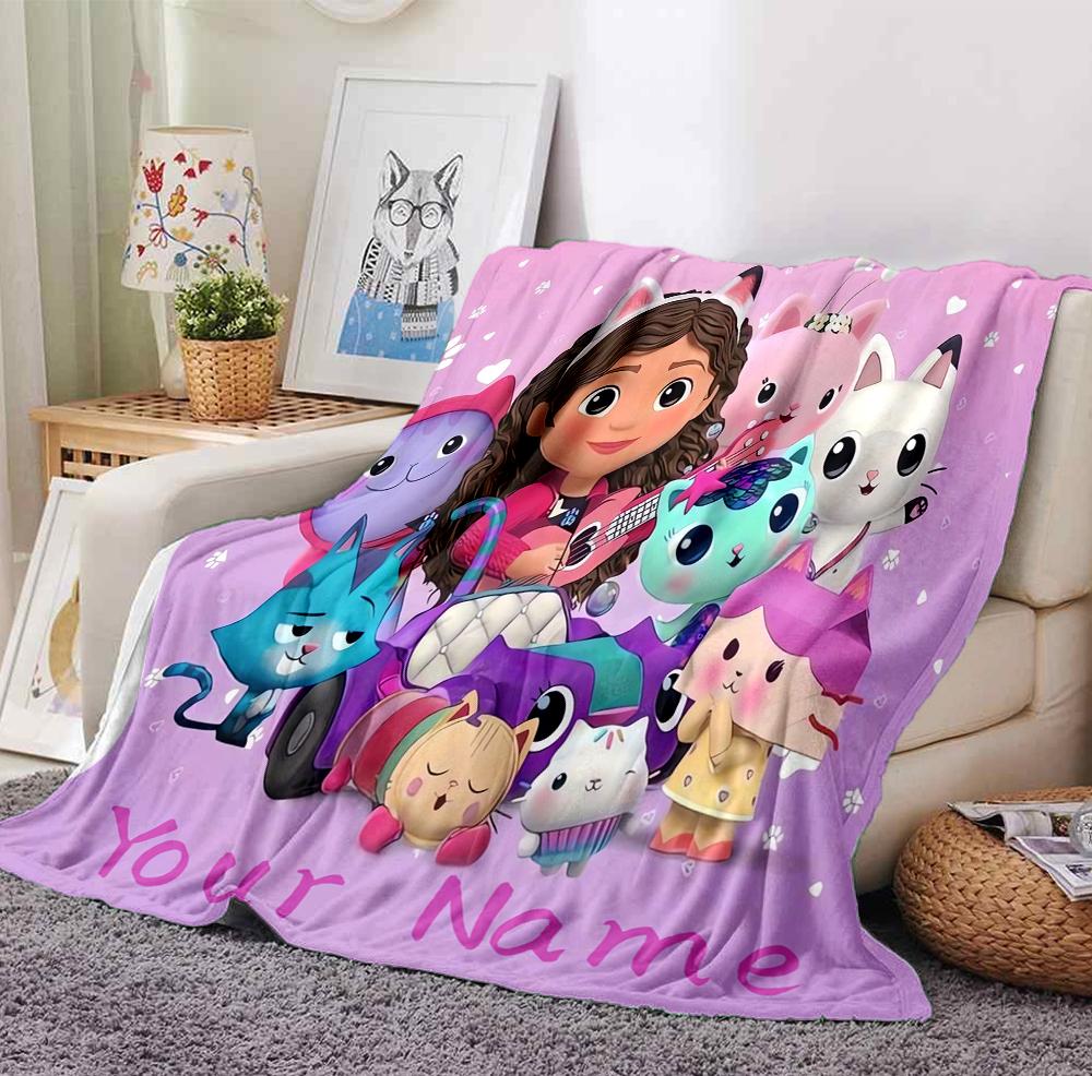 Custom Name Fairy Cat Dreams Flannel Blanket Throw Blanket Soft Warm Sofa Bed Home Decor Unique Gift