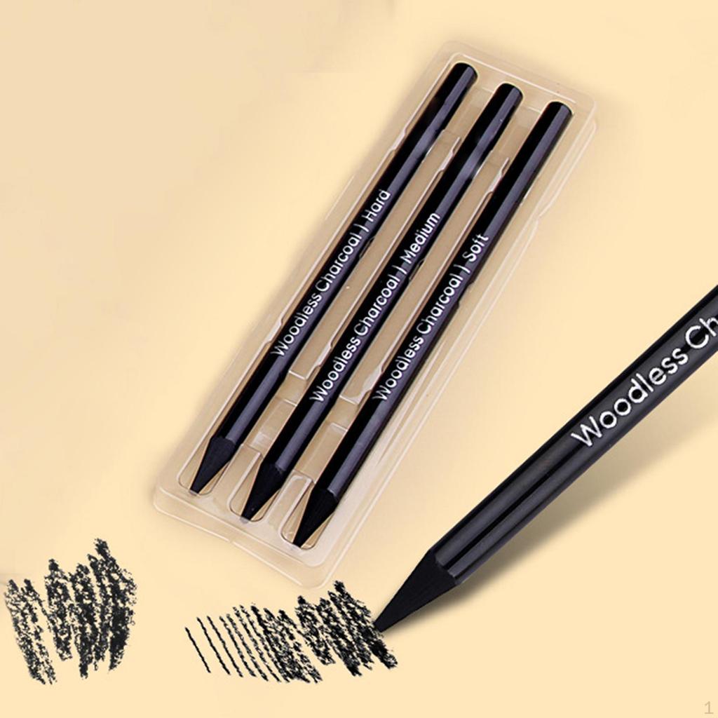 3 kusy Uhlové tužky Potřeby pro umělecké malby 4 mm Jasná pera na skicování Zvýraznění skici