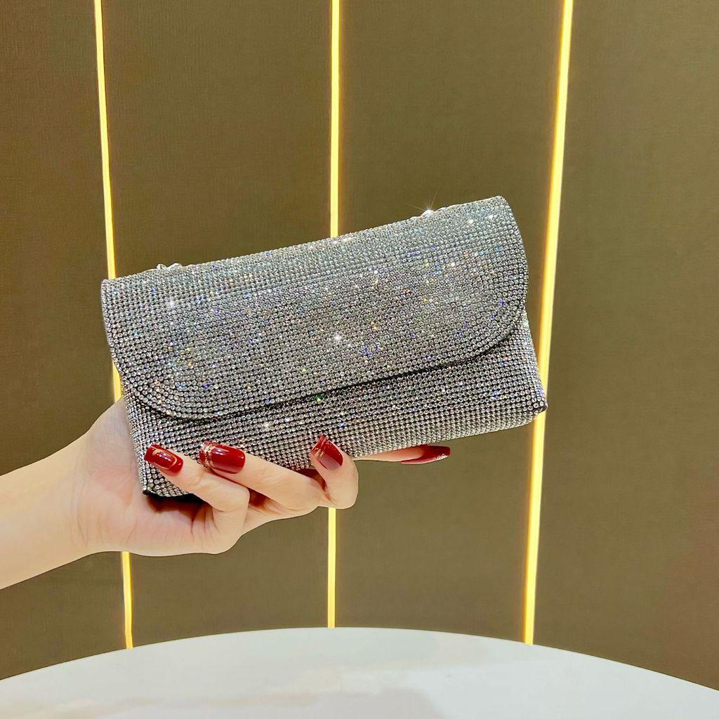 Crossborder Womens Chain Bag With Diamond Embellishments For Evening Outfits