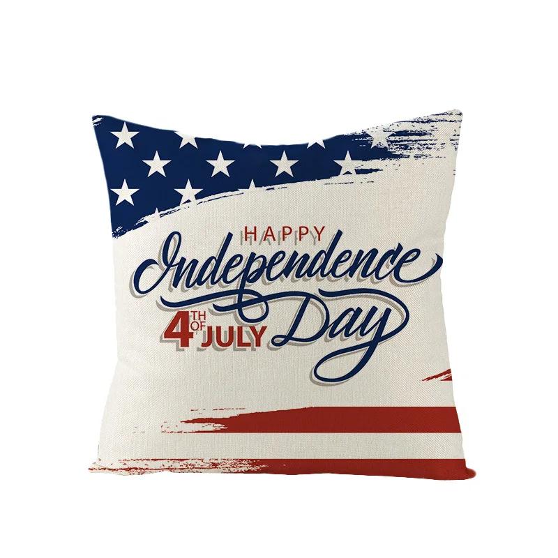 4th of July  Independence Day Decorations Cushion Cover American Flag Throw Pillow Cover Home Decorative Linen Pillow Case 45*45
