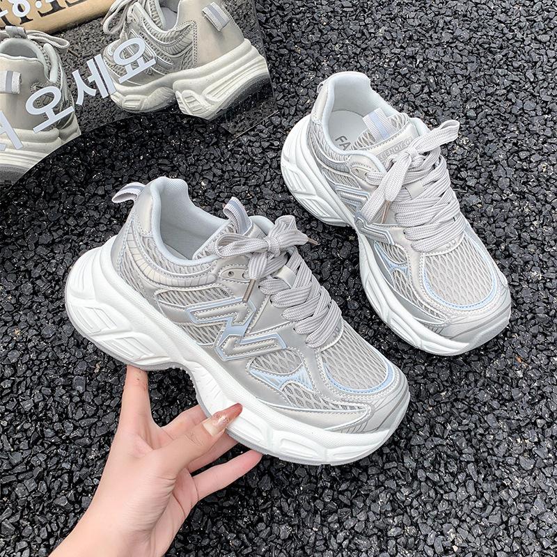 Mesh Platform Dad Shoes Women's 2025 Spring and Summer New Straps Show Small Height Increase Casual Sports Shoes Dad Shoes
