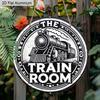 2D Flat AluminumVintage Train Room Round Metal Sign for Entryway, Bar, Cafe, Club, Kitchen, Pre-Drilled Holes for Easy Hanging, gifts for Teens