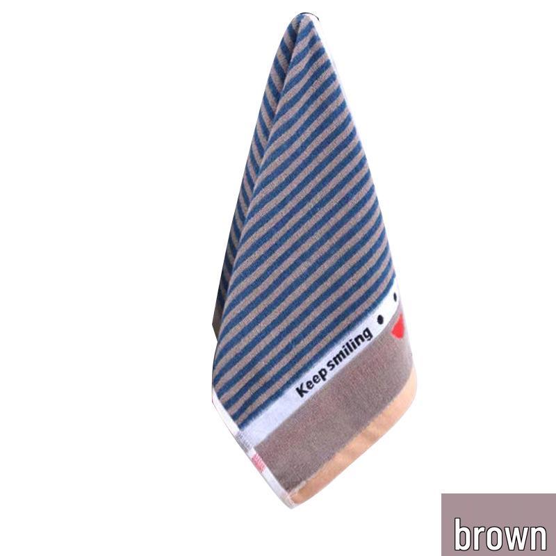 Smile Face Embroidered Adult Face Wash Towel: Large, Thick, 90% Cotton 34*74 cm коричневый