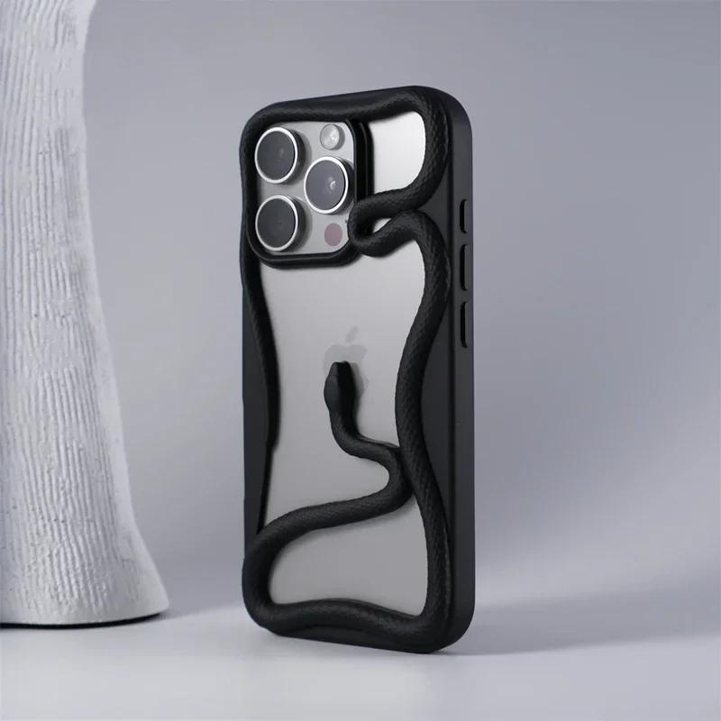 3D Snake Hollow Pattern Cooling Heat Dissipation Phone Case for IPhone 17 16 15 14 Plus 13 12 Pro Max Shockproof Protective Case