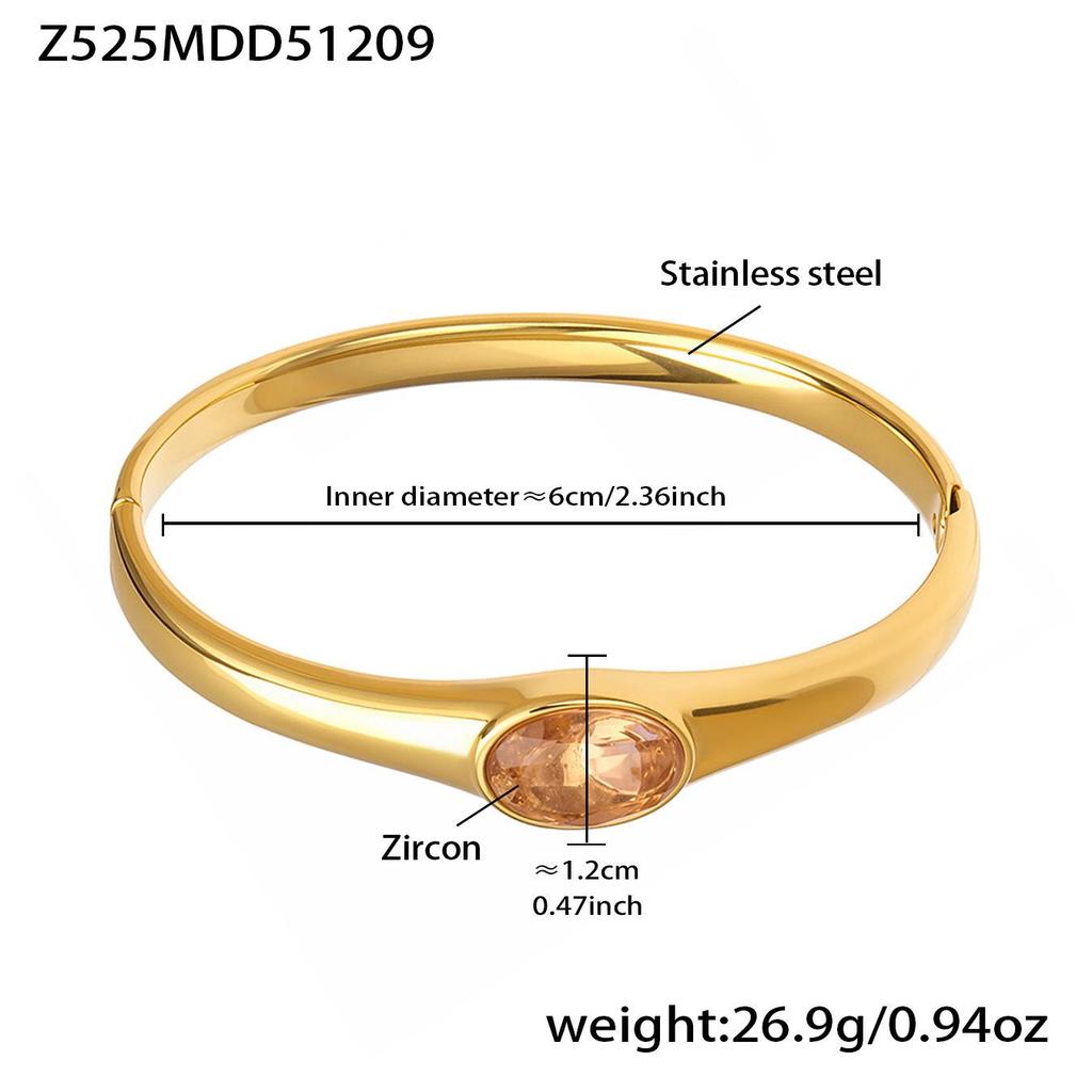 18K Gold-Plated Stainless Steel Zircon Clasp Bracelet - European & American Chic Women's Fashion