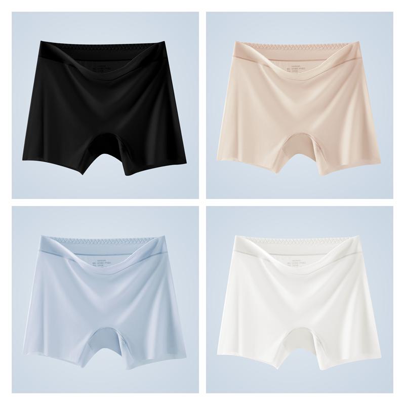 4 Stück Damen Eis seide Shorts Nahtlos Anti-Roll-Rand Anti-Scheuern Unterwäsche Dünn Atmungsaktiv Boxer Shorts