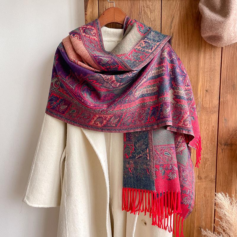 Luxury Brand Jacquard Scarf Women Fashion Thick Soft Cashmere Lady Casual Stole Shawl Headband Scarves Neckerchief Bandana