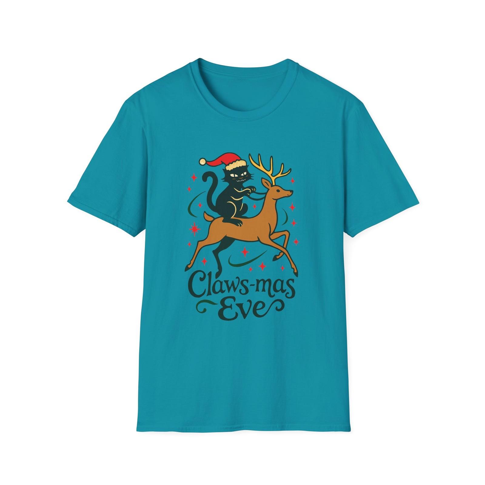 Unisex Softstyle T-Shirt Mens Womens Tees Top Funny Black Cat Reindeer Christmas Holiday Graphic Tee 4XL