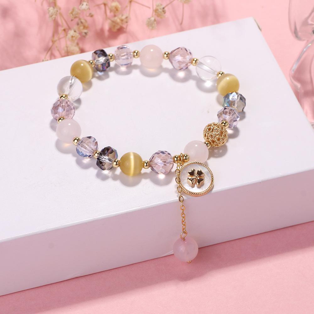 Korean Fashion Lavender Romantic Amethyst Bracelet Women Sparkling Pentagram Zircon Pendant Bracelet Bracelet Jewelry