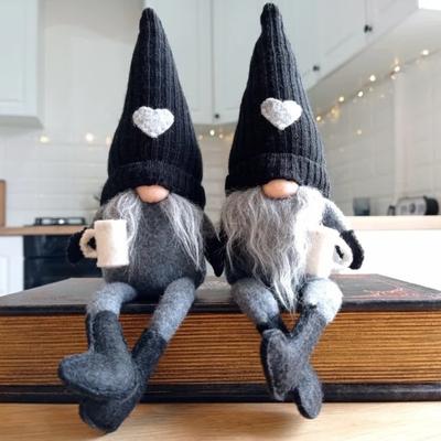 Knitted Faceless Doll Hanging Leg Hand Grinding Coffee Christmas Day Decorations Home Daily Decorations