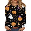 Women's Fashion Casual Halloween Printed Round Neck Long Sleeve Pullover Top