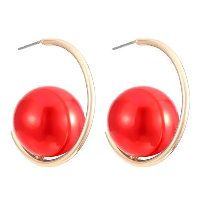 Exaggerated Geometric Charms Dangler Imitation Pearl+Iron Drop Earrings Ear Studs Women Girls