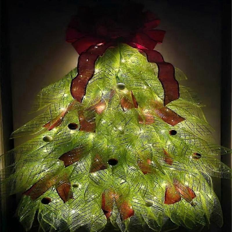 Handmade Christmas Tree Wreath for Front Door, Christmas Wreath Hangers Decor