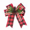 Christmas Burlap Plaid Bow with Pine Cones Pine Needles Large Buffalo Plaid Bow Xmas Wreath Checkered Bow for Holiday Crafts Home Party Tree Decor