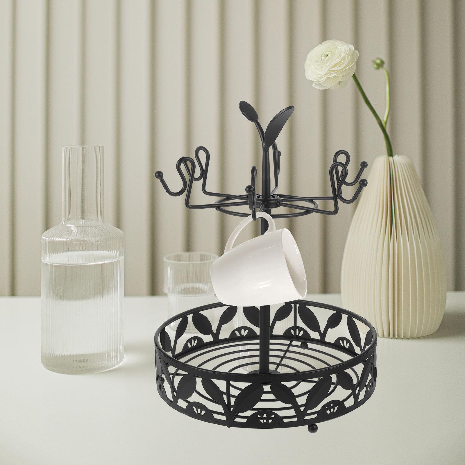 

Rotary Mug Tree Iron Coffee Cup Holder Stand Countertop Organizer Multi Hook Design Sturdy Practical Gift other