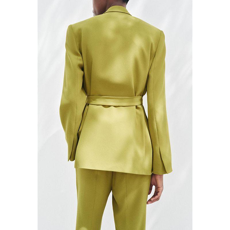 Lapel Long Sleeves with Belt Loose Suit Jacket 2458199 Mid Waist Speaker Casual Pants 2778199