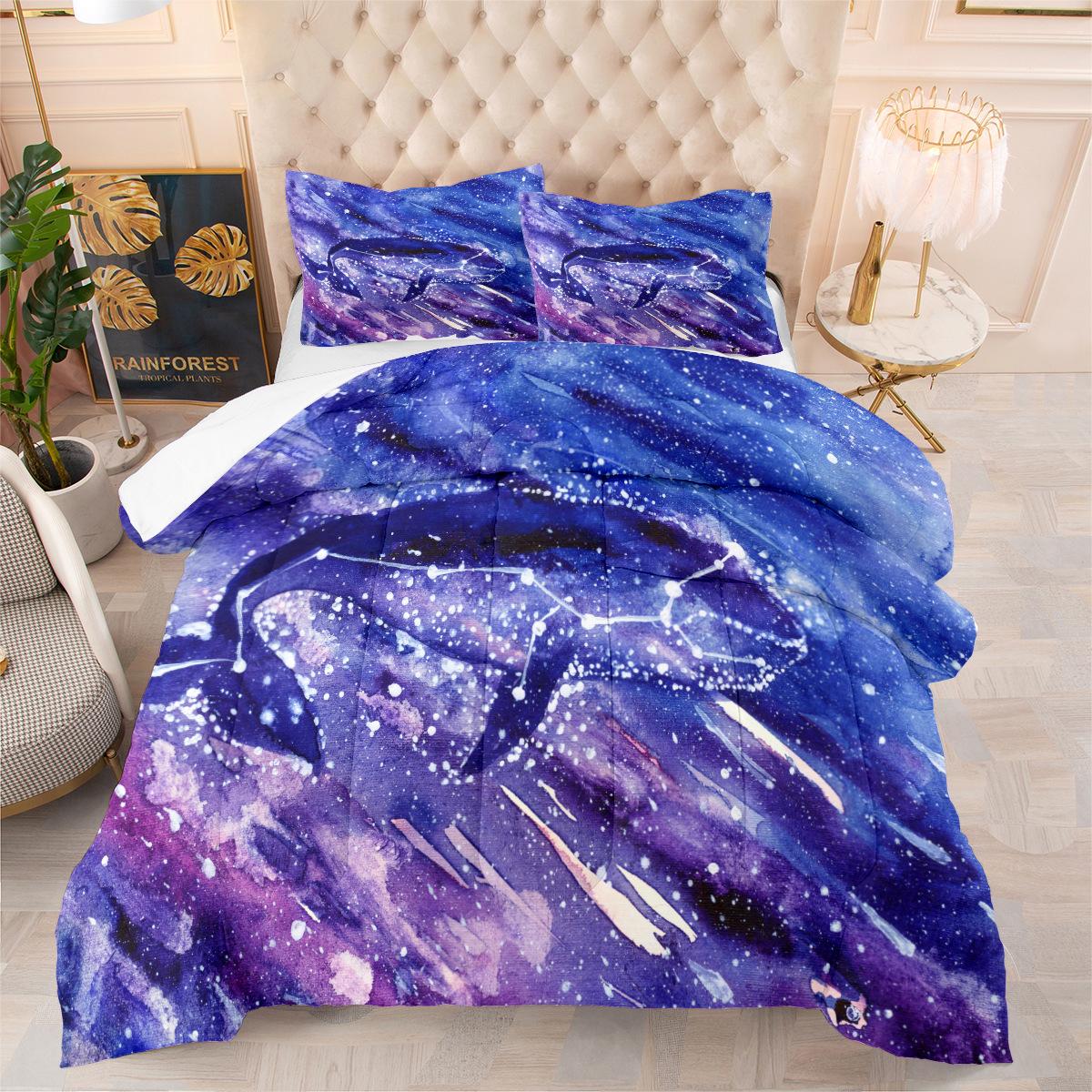 

3d Digital Printing Thickened Feather Silk Quilt Whale Fat Quilt Cover Three-piece Set 140*200cm