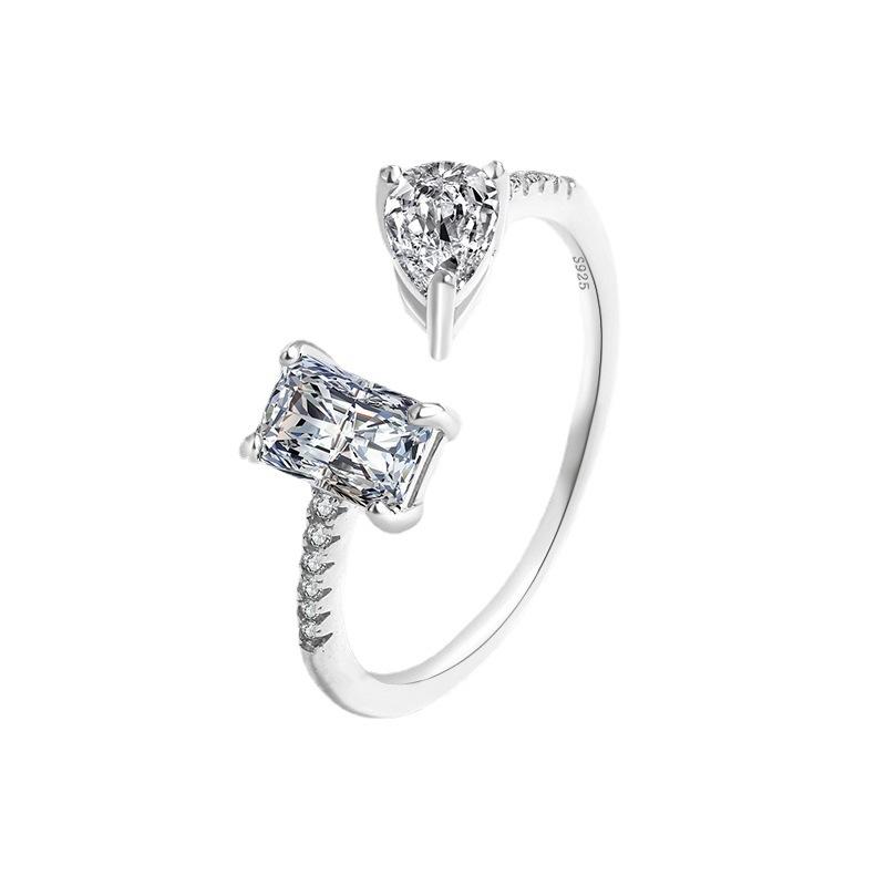 

POMOiii Открытое кольцо из стерлингового серебра 925 пробы с инкрустацией цирконием Роскошная ниша Ins Корейский темперамент Amazon