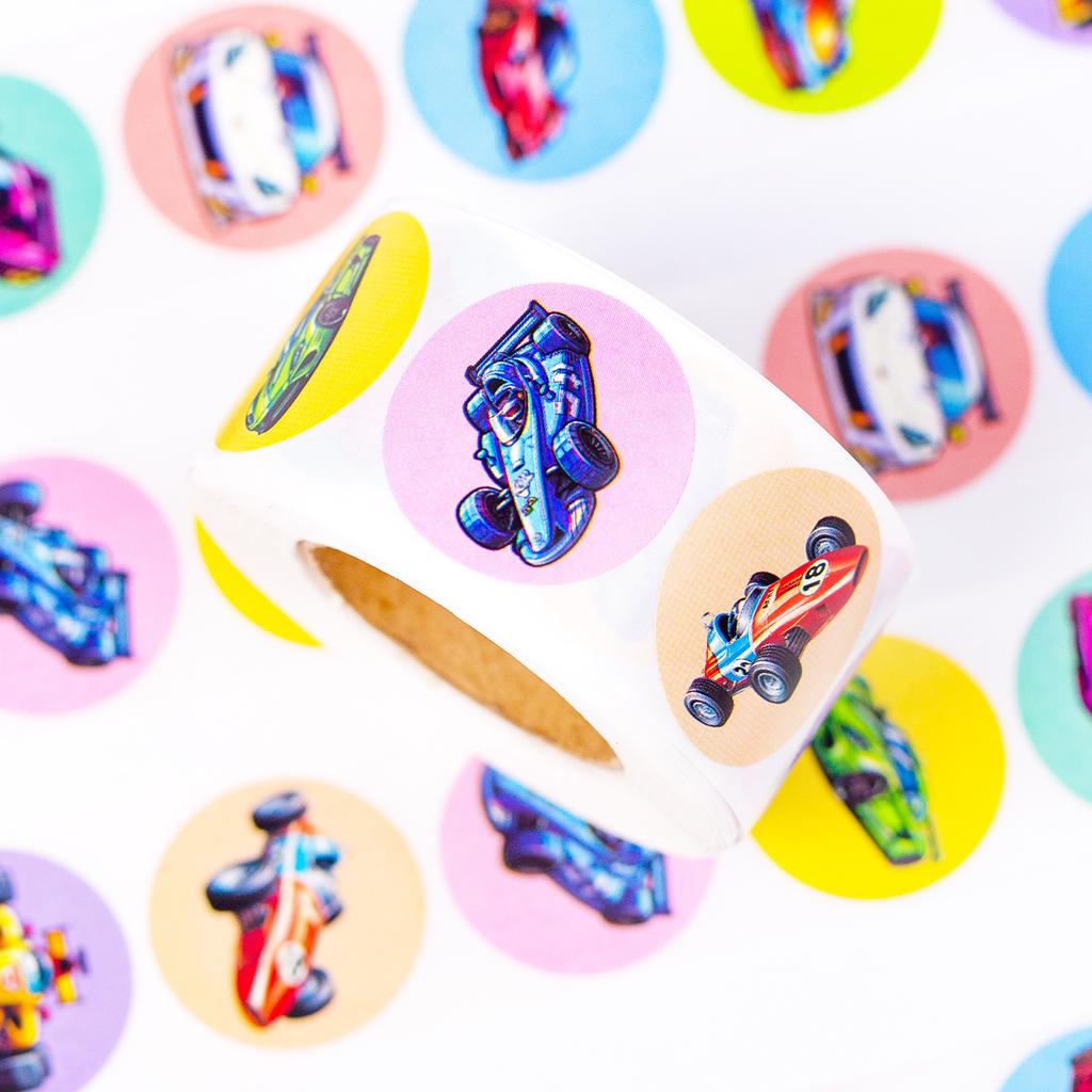 500 Pieces/roll Racing Supercar Roll Stickers Temu Handbook Material Decorative Material Sealing Stickers