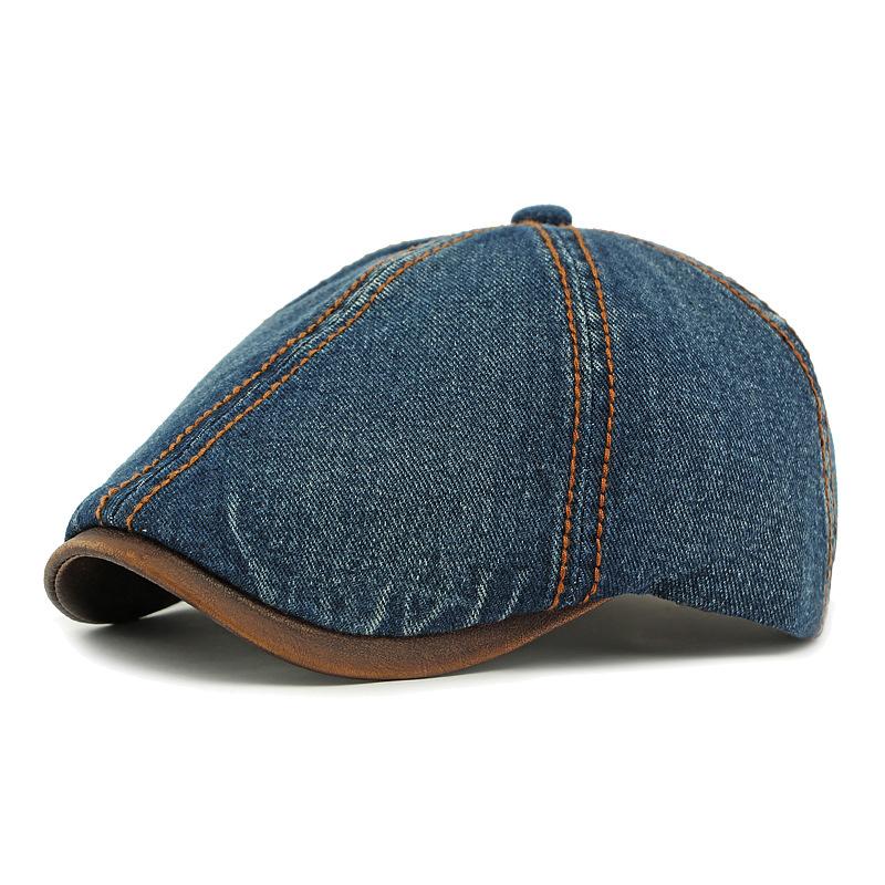 Spring Denim Hat Men's Beret British Retro Six-Piece Cap Women's Forward Cap