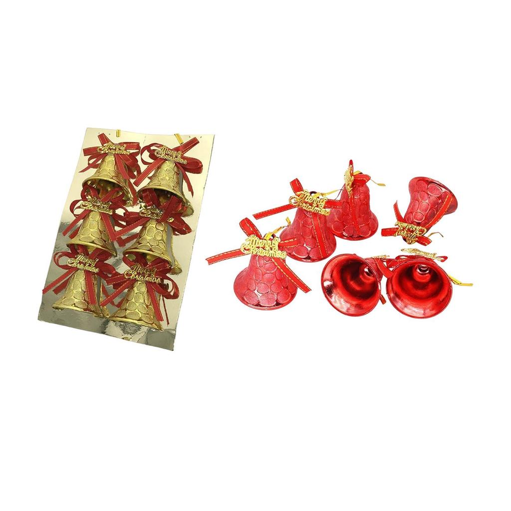 6x Christmas Bell Ornament Christmas Decor Decorative Christmas Tree Hanging Decoration for Window Anniversary Gift Wrapping