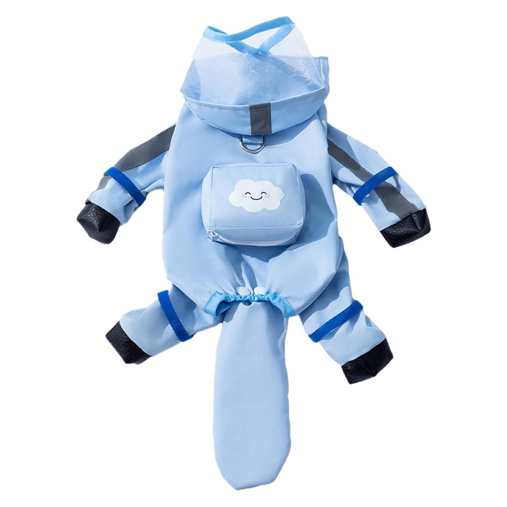 Full Coverage 4 Legs Dog Rain Jacket with Hood&Reflective Strips&Leash Hole Includes Mini Backpack for Pet Walking Hiking
