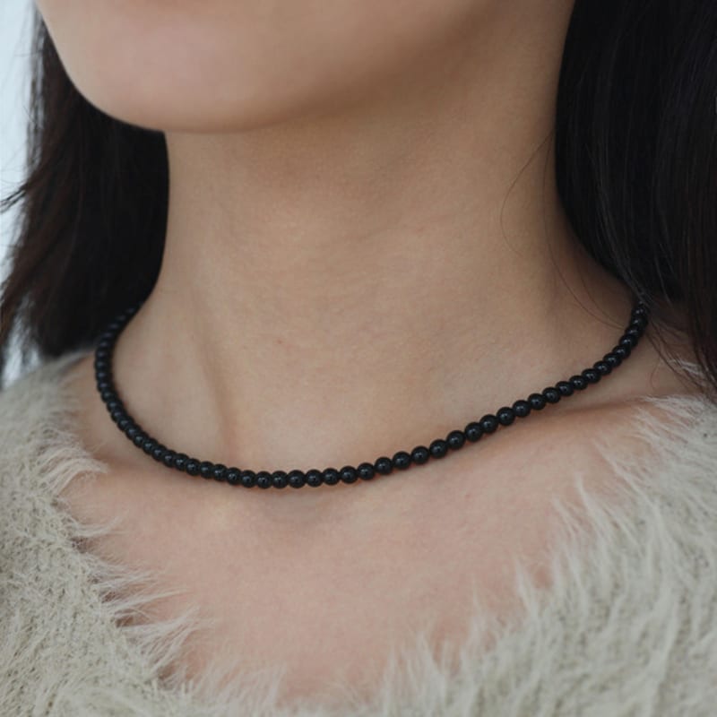 Modernlike Silver 925 Onyx Black Necklace 4mm