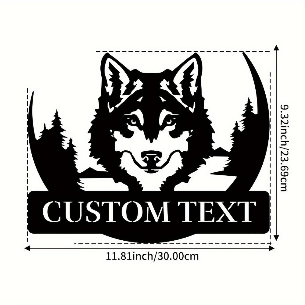 1pc Custom Howling Wolf Skull Metal Wall Sign, Personalized Typography Decoration, Indoor Outdoor Art