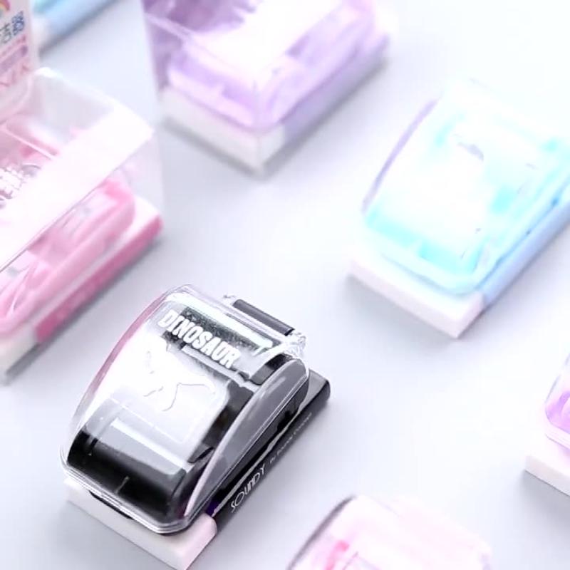 1 Piece Cute Eraser Manual Desktop Sweeper Mini Eraser Crumb Collectors Portable Desktop Vacuum Cleaner Students Gif