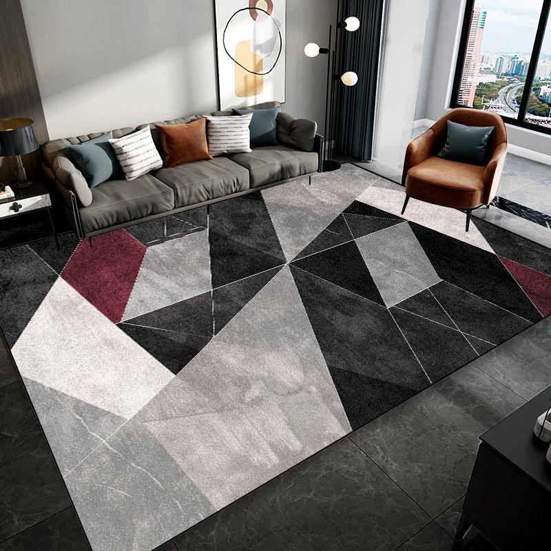 Nordic Black Grey Geometry Carpet for Living Room Home Sofa Area Non-slip Design Rugs Decoration Bedroom Bedside Soft Floor Mat
