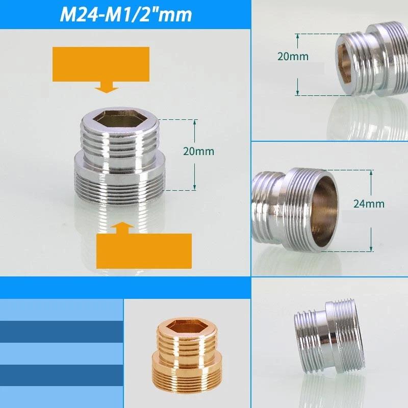 Hongtu M20 M22 M24 a 1/2" 3/4" Connettore Aeratore Rubinetto in Ottone - Filettatura Maschio&Femmina Fine/Grossa | Adattatore Risparmio Idrico per Rubinetto Cucina