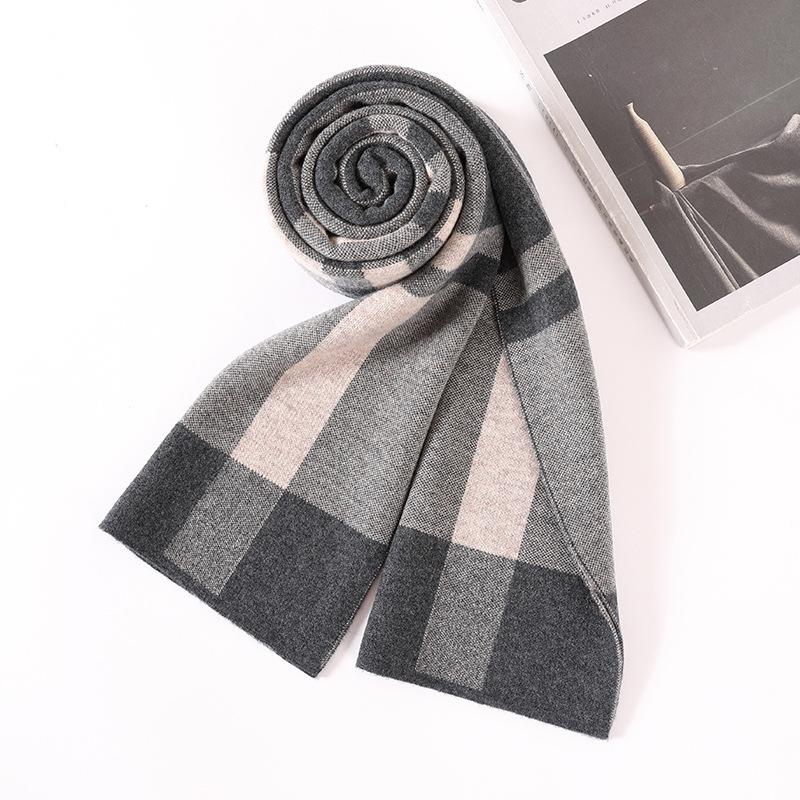 

Versatile plaid men s wool scarf Winter boys high-end dad s cashmere warm scarf 2025 new 180cm