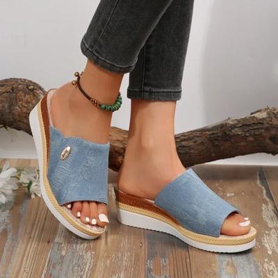 Summer New Plus Size Women'S Shoes Foreign Trade Slippers Woman Slippers Wedge Heel Thick Sole Lightweight Casual Shoes