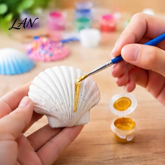 Handmade Shell Painting Kit 1/2 Sets DIY Craft Kit, with Natural Shells, Modeling Clay, Pigments, Seashell Glue, Eyes, Art Crafts Supplies Set