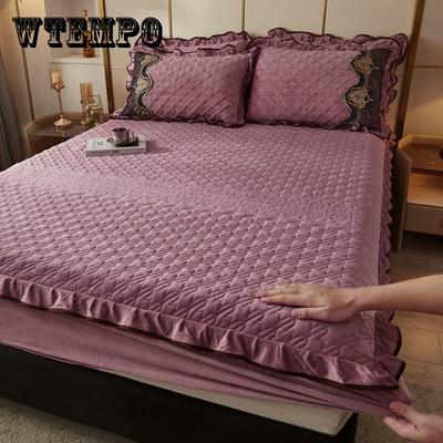 Gestepptes Flanell-Spannbettlaken mit Gummiband, superweich, warm, für Einzelbett, Doppelbett, sehr dick, schweißabsorbierend, atmungsaktiv