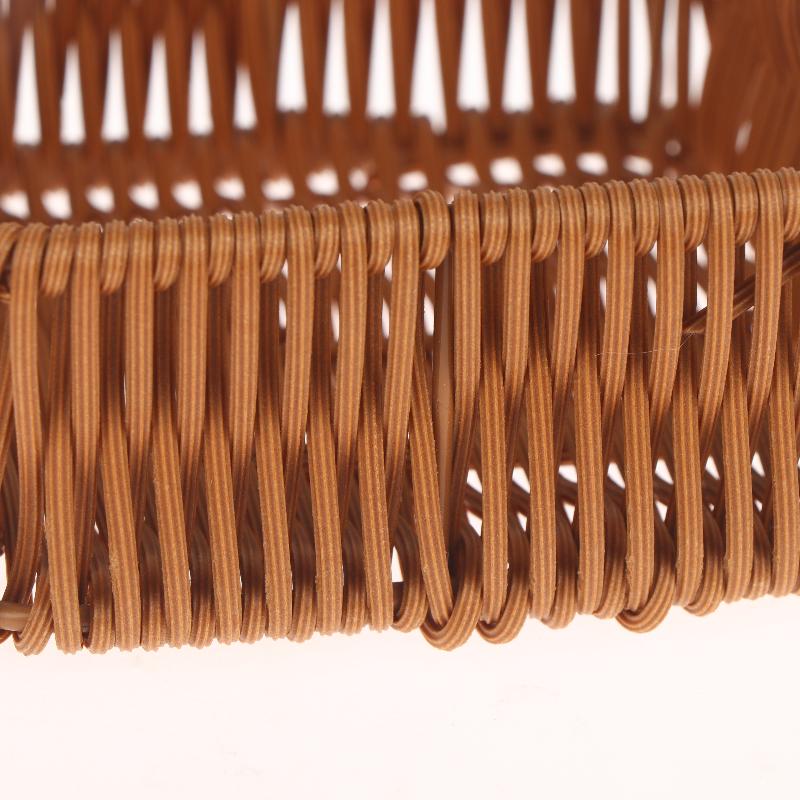 Imitation Rattan Wicker Basket Fruit Tea Snack Bread Basket Cosmetic Square Storage Box Household Kitchen Supplies