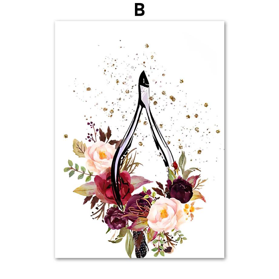 Black Nail Tech Manicure Pedicure Wall Art Canvas Painting Nordic Fashion Poster And Prints Wall Pictures For Beauty Salon Decor