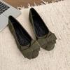 Large size flat-bottomed casual single shoes for women's new suede bow round head beanie shoes for women