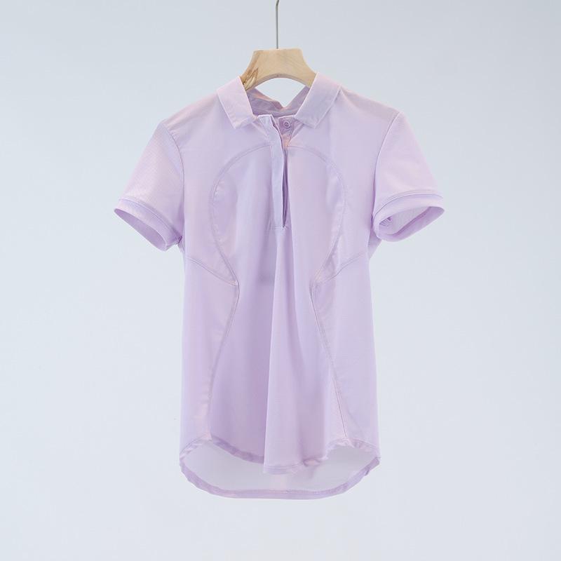 Women's Quick-Dry Polo Shirt - Breathable Moisture-Wicking Knit for Yoga & Fitness