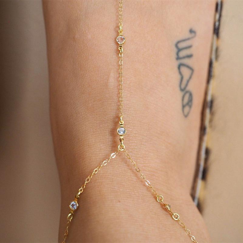 1Pcs Vintage Crystal Anklets for Women Simple Sexy Metal Chains Tassels Toe Foot Anklet Bracelet Summer Beach Accessories