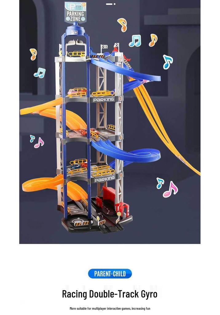 Interactive 8-Car Dual Lane 5-Layer Parking Track DIY Toy for Kids