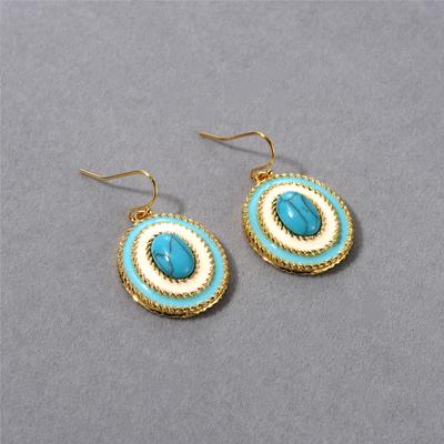 Neues Produkt Persönlichkeit Trend Hellblau Tropfglasur Textur Natürliches Türkis Nische Retro Trend Einzigartige Ohrringe Damen