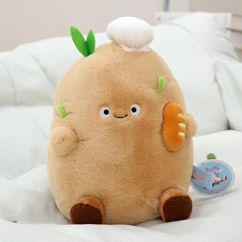 Cute Potato Buddy Plush Toy Cartoon Burger Potato Bread Doll Pp Cotton Stuffed Animal 30cm