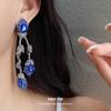 Silver needle flash diamond-encrusted flower fringed earrings light luxury high-end earrings heavy industry earrings design sense niche