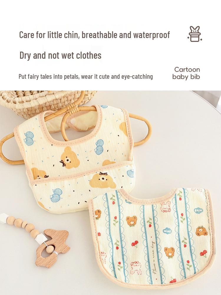 U-Shaped Pure Cotton Waterproof Infant Bib - Soft, Anti-Spit, Drool & Food Catcher