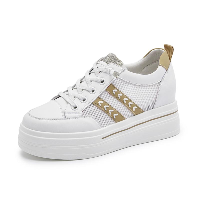 Platform white shoes women's 2025 new women's shoes inner height-increasing shoes children's spring and summer breathable casual sports board shoes