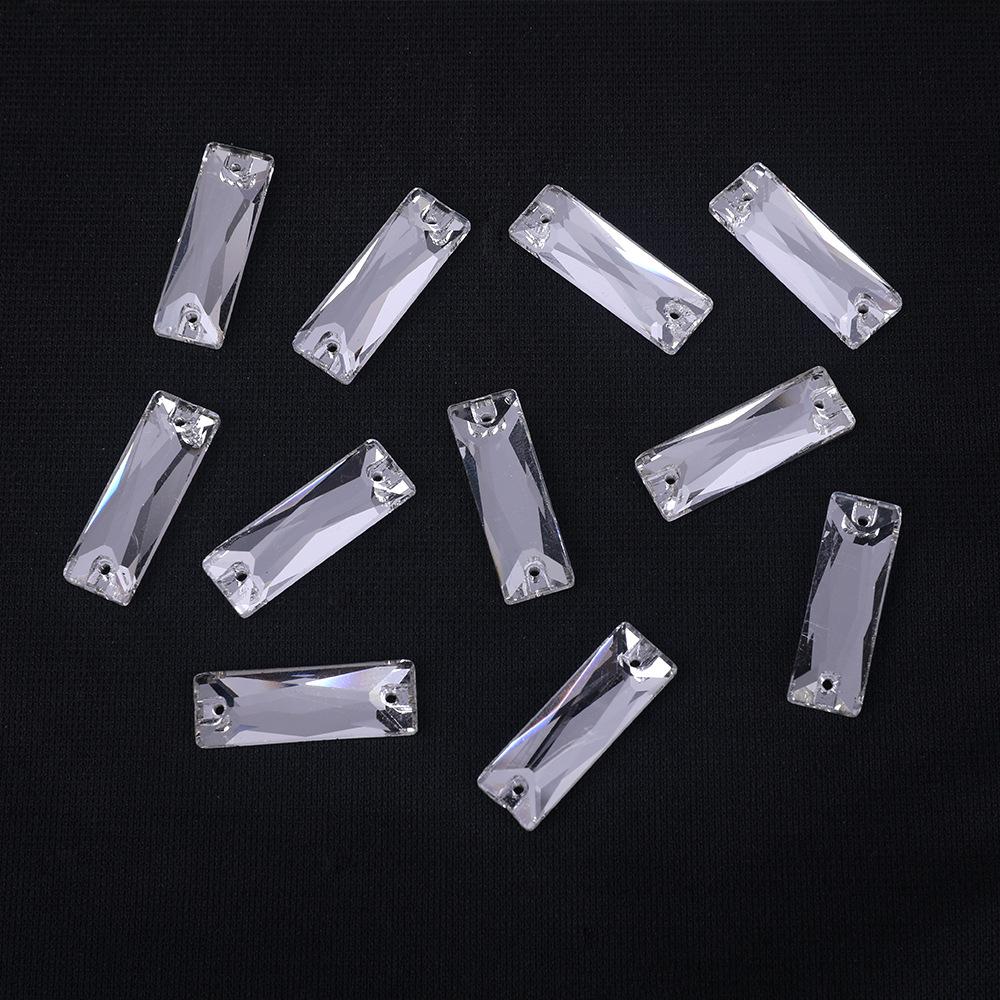 

K9 Weichen Длинная полоса Плоское дно Двойное отверстие Стеклянная ручная дрель, Белый Ab Цветная одежда с алмазным DIY Кристалл дрель 6 * 18Mm 24pcs/bag